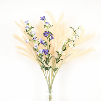 Arrangement floral de campanule artificielle de 36 po en forme de campanule pour vase, garniture de verdure de style campagnard à longues tiges florales pour mariage