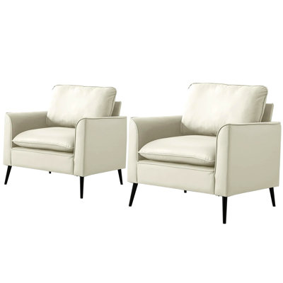 2 sièges blanc crème, fauteuil décontracté pour balcon, salon, chambre à coucher au design élégant, matériau respirant, partiellement assemblé avec trousse d'assemblage et confortable, tous les composants