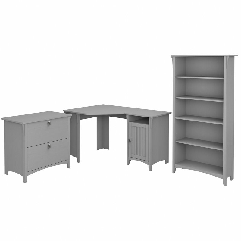 Khadesha 3 Piece Writing Desk Office Set, Cape Cod Gray