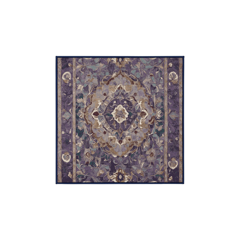 Machine Washable Purple Area Rug, Square 3'