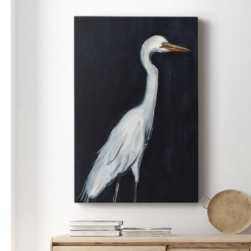 Calm Great Egret II, toile tendue avec châssis de qualité supérieure - prête à être accrochée, H 12 po x l 8 po x P 1 po