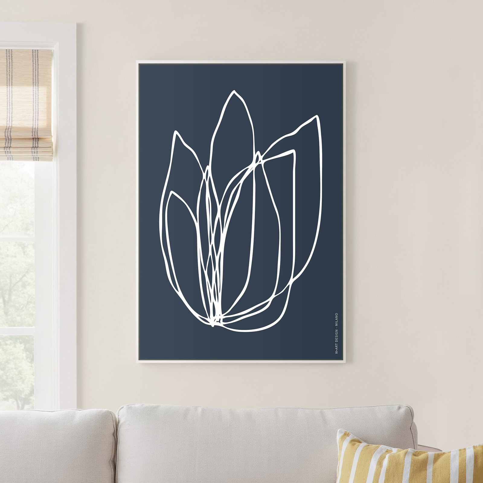 Tracings 2 by Romina Gadler, White Framed Canvas, 50" H x 35" W x 1.25" D