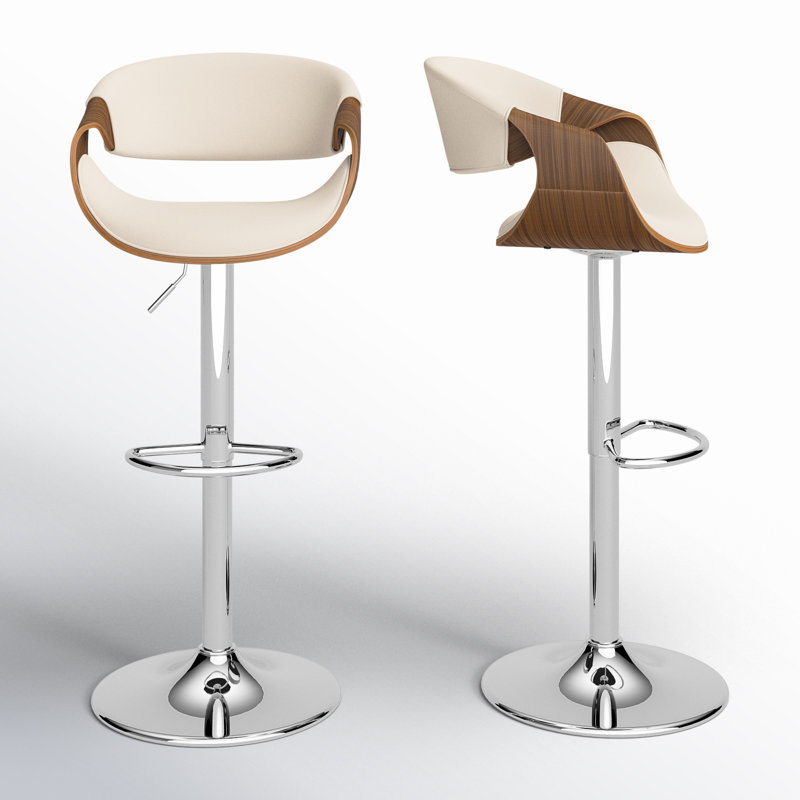 Archaimbaud Swivel Upholstered Adjustable Height Counter Stool with Metal Frame