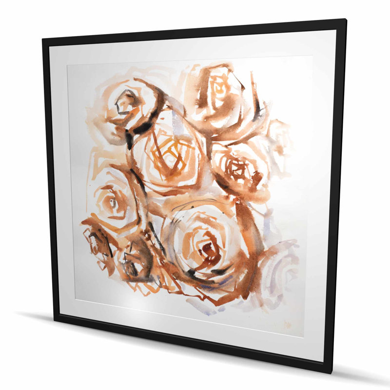 Roses abstraites - reproduction encadrée de style sépia