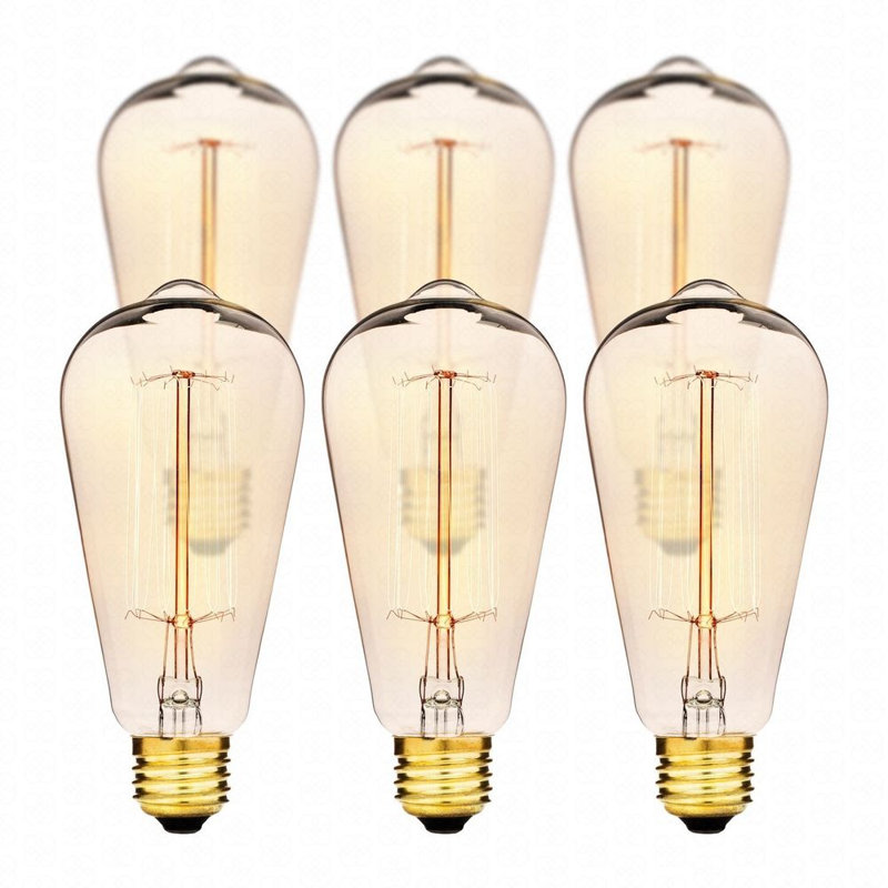 Imran E27 Dimmable Incandescent Vintage Edison GLS Light Bulb Amber, 60W