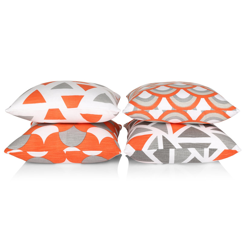 Theon Geometric Multicolor Square Cushion Cover, Orange