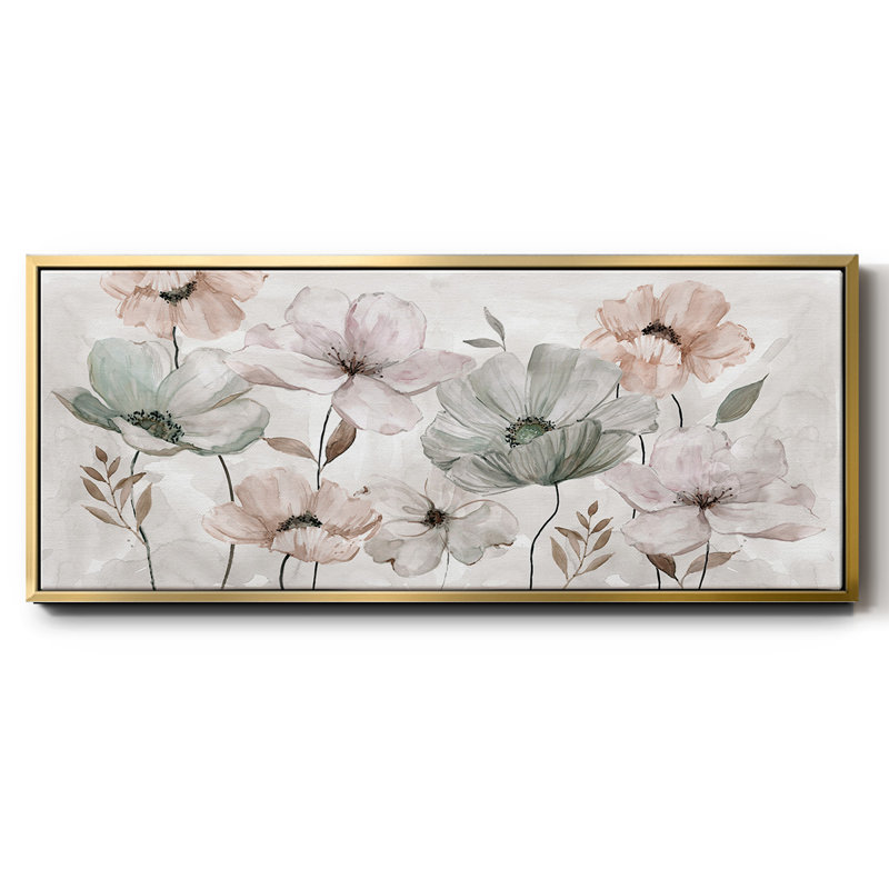 Blushing Garden- Framed Canvas, 24" H x 60" W