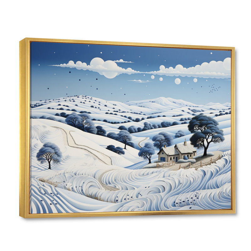 «Snow Winters Solitude I» sur toile, H 34 po x l 44 po x P 1,5 po, Cadre flottant doré