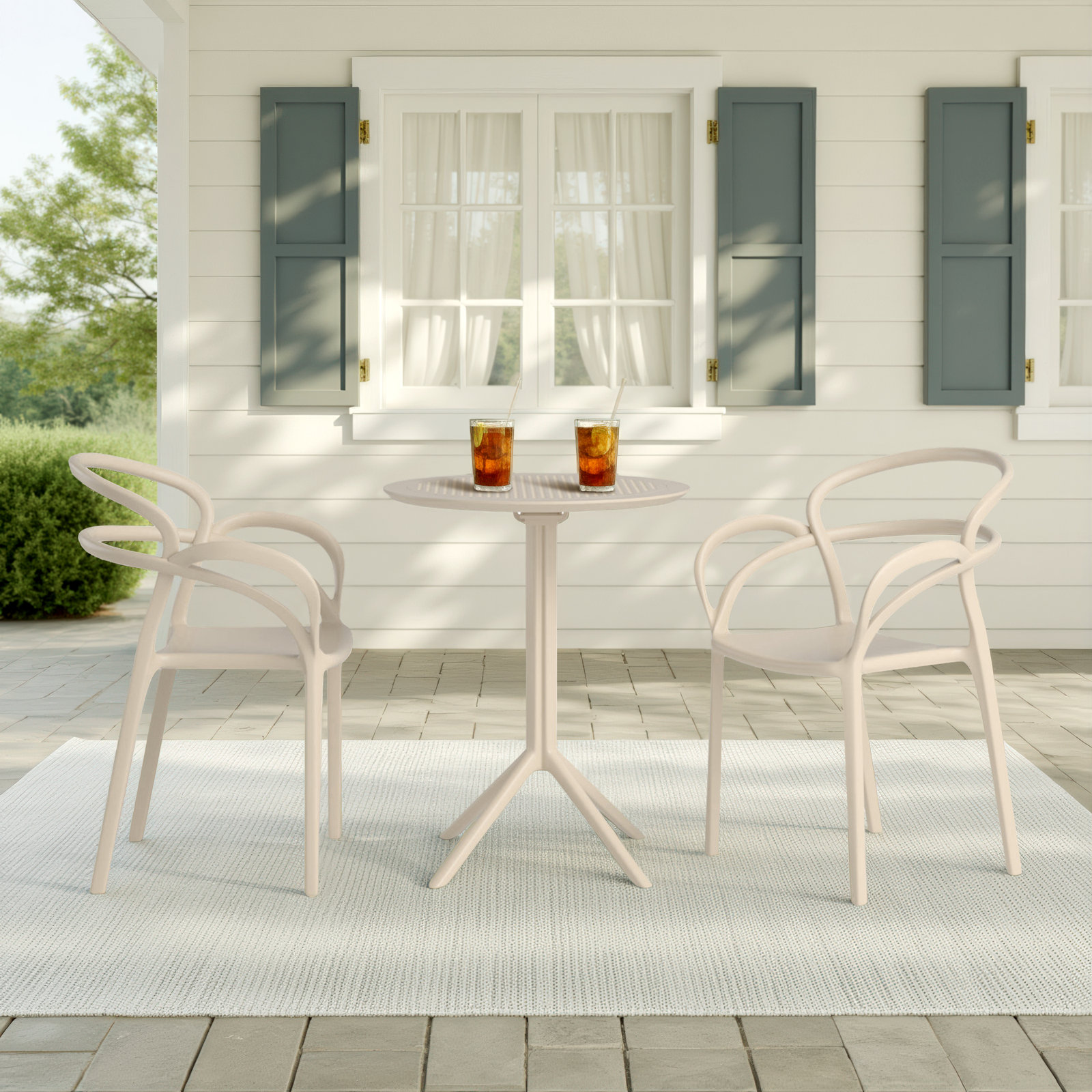 Farrah 24" Patio Bistro Set, Taupe