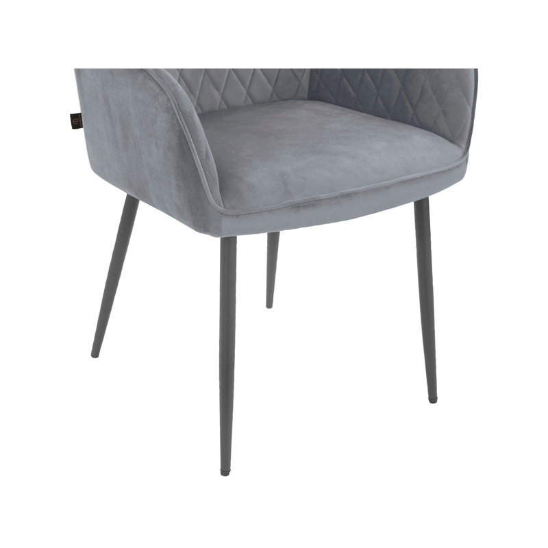 48.5cm H Velvet Upholstered Metal Side Chair, Grey