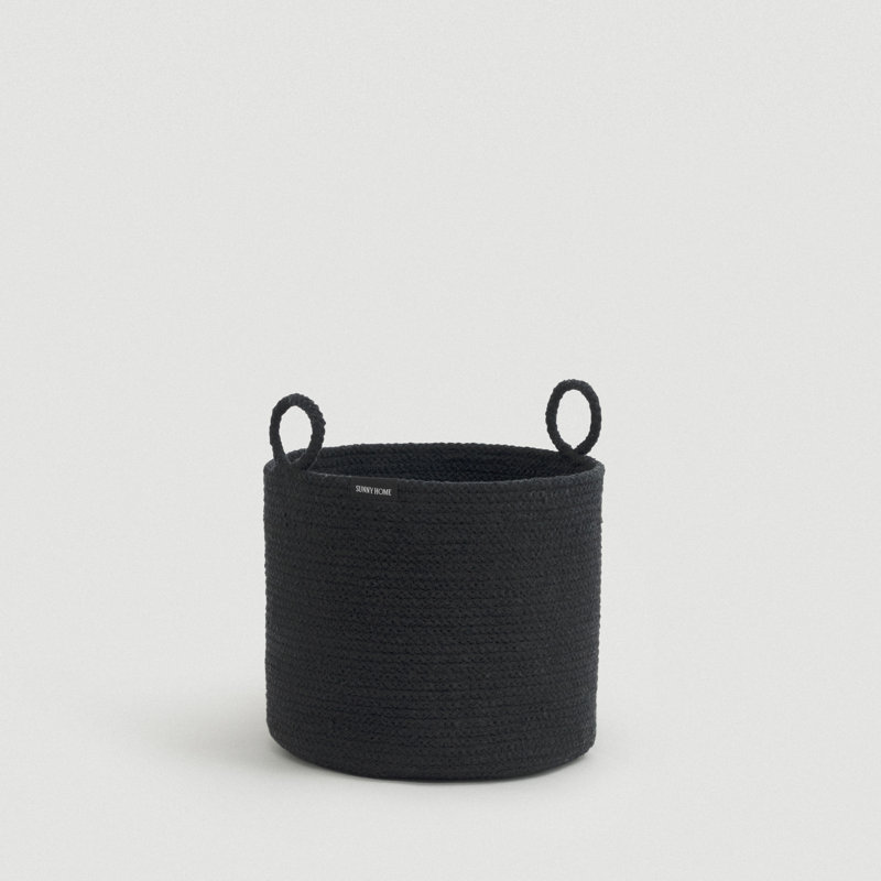 Black Loops Cotton Rope Basket - Small, 13 pt, Black