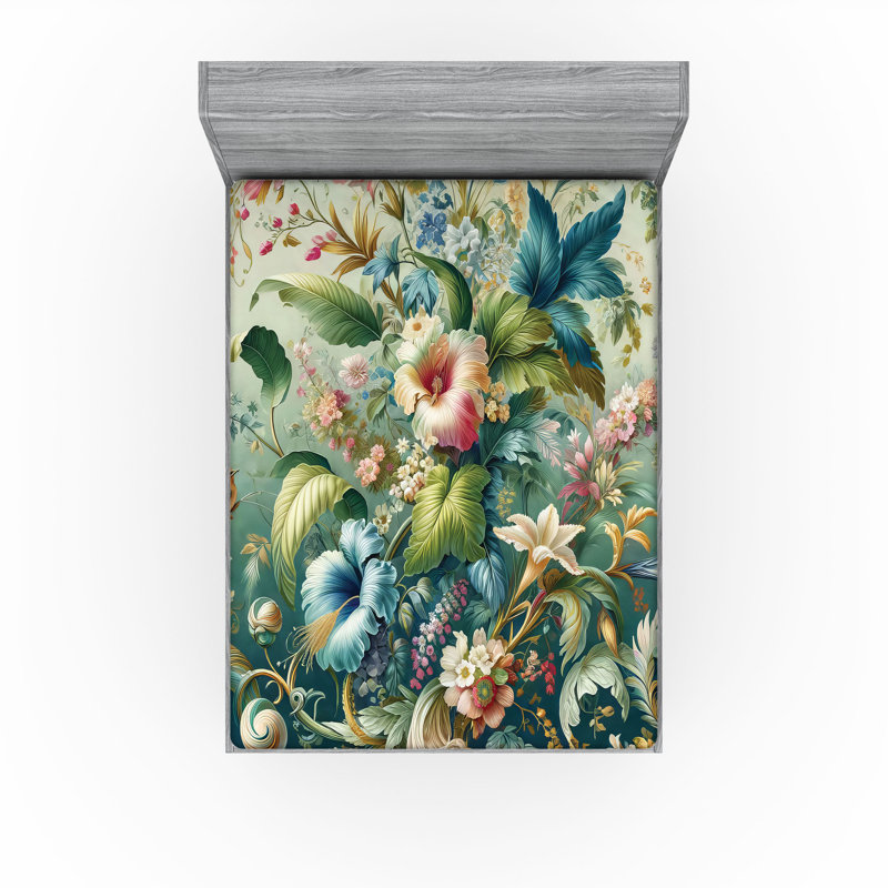 Drap-housse floral Ambesonne, Drap-housse de taille très grand