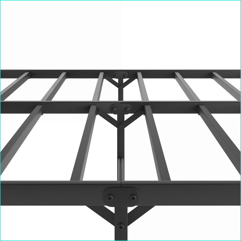 Structure de lit plateforme en métal noir avec tête de lit grand format - aucun sommier requis, robuste Silencieux
