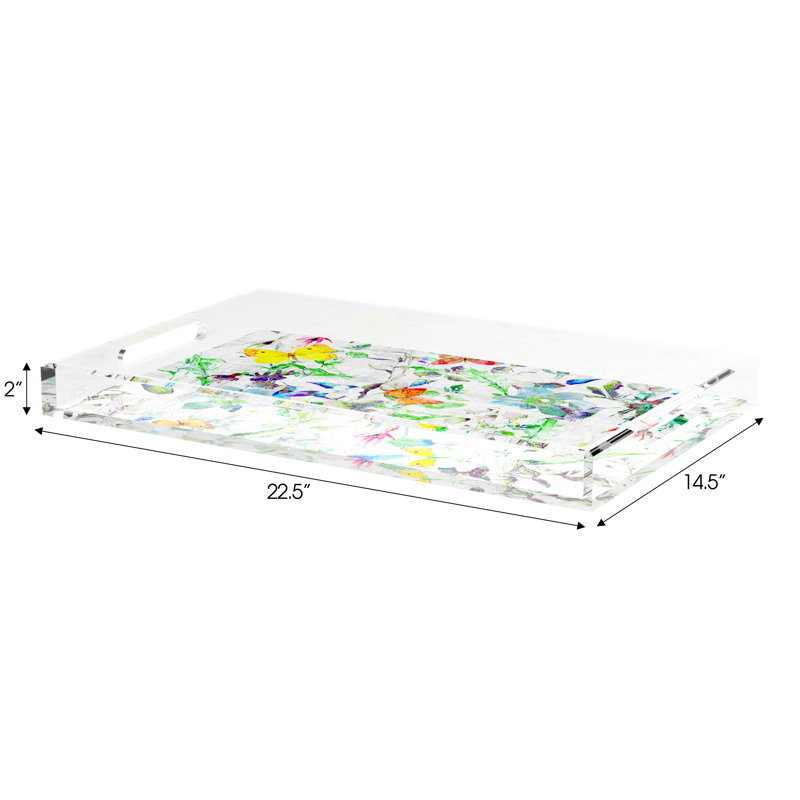 Garden Fantasia Acrylic Rectangle Decorative Tray, 22"W x 14.5"D x 2”H
