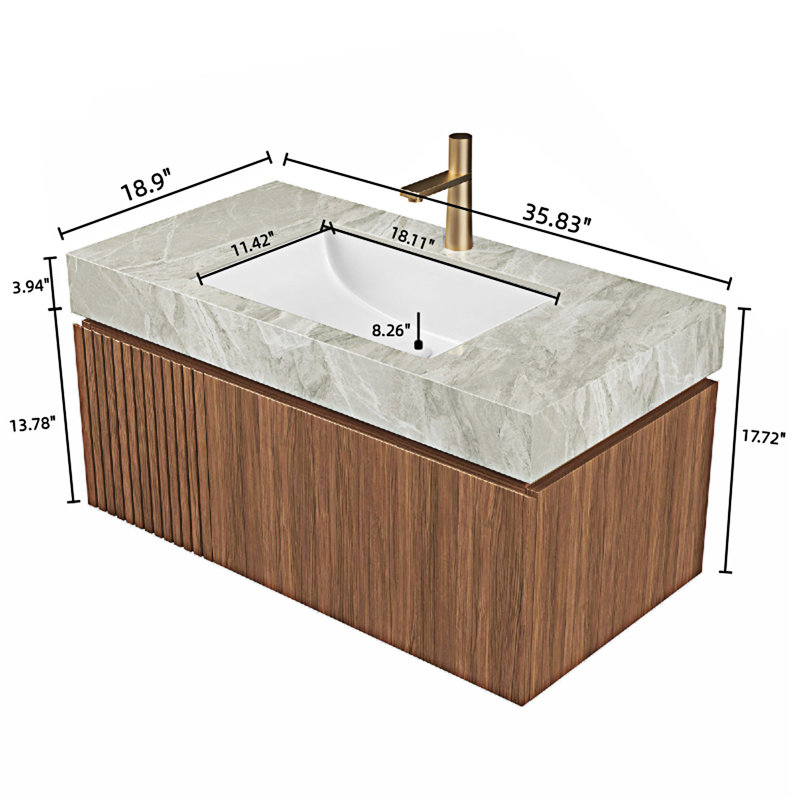 Meuble-lavabo mural avec lavabo, 36"