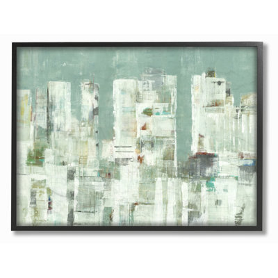 " Cityscape Abstract Shapes White Green "
