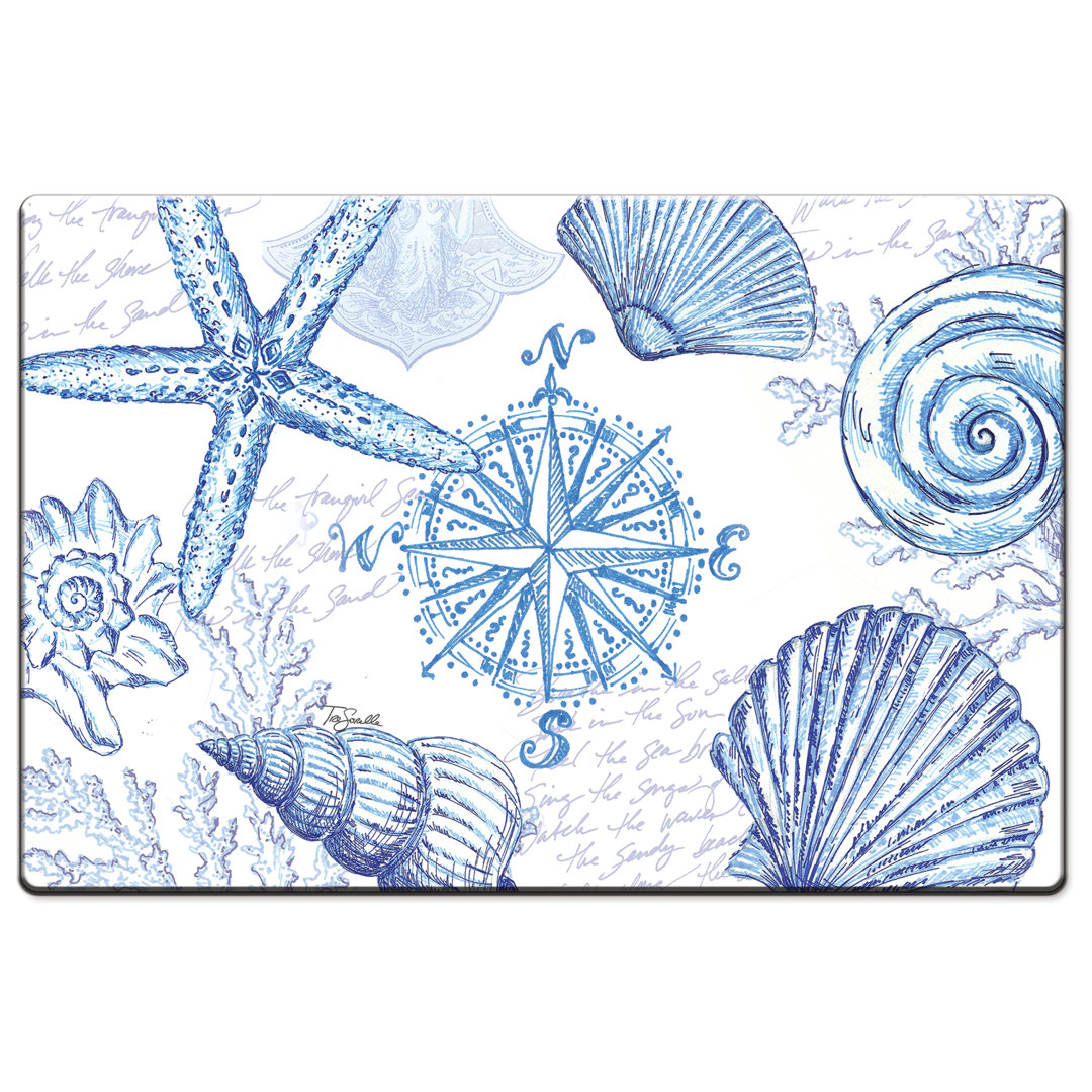 Milian Coastal Sketch Comfort Kitchen Floor Mat Highland Dunes