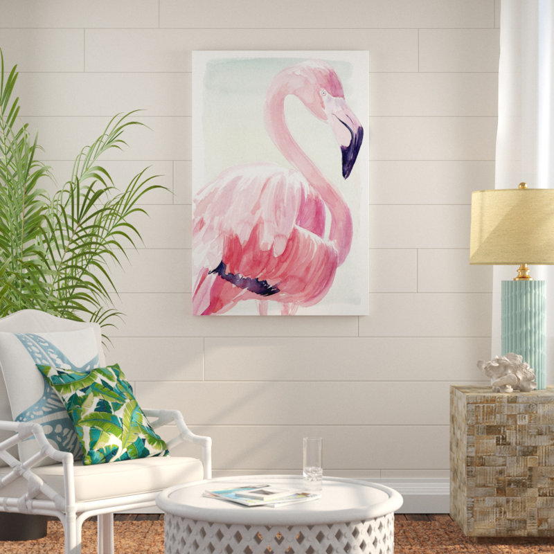 Pastel Flamingo II by Jennifer Paxton Parker - Painting Print, 30cm H x 20cm W, Black Floater Framed
