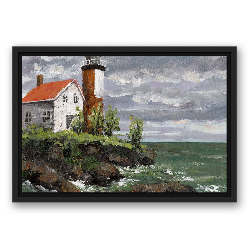 Toile encadrée flottante avec phare orageux, H 13,75 po x l 19,75 po