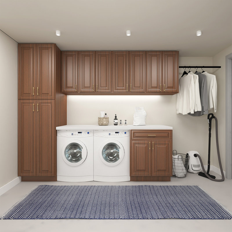 HomLux Plywood Ready-to-Assemble Base Cabinet with Adjustable Shelves and Soft Close, Cameo Scotch, 12" H x 34.5" W