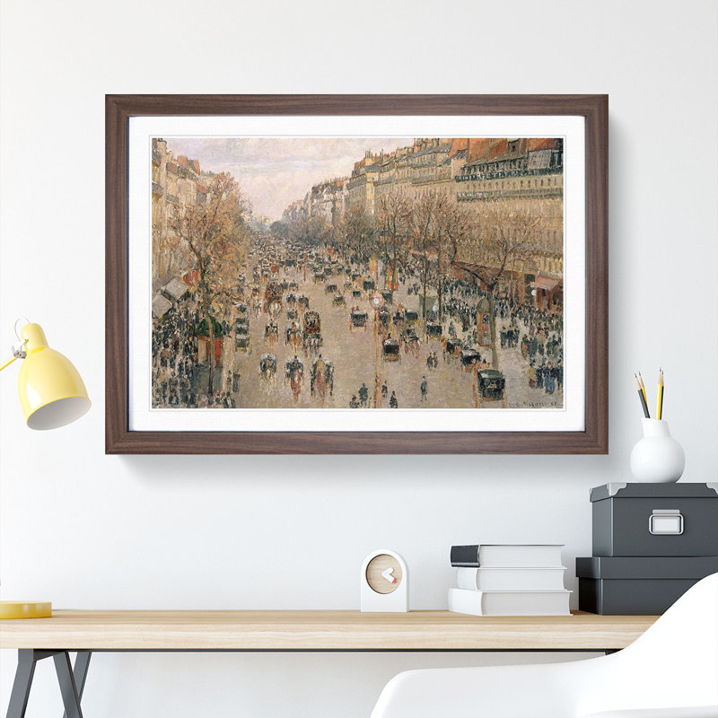 Boulevard Montmartre Vol.4 by Camille Pissarro - Framed Print, 48cm H x 65cm W x 2cm D, Walnut