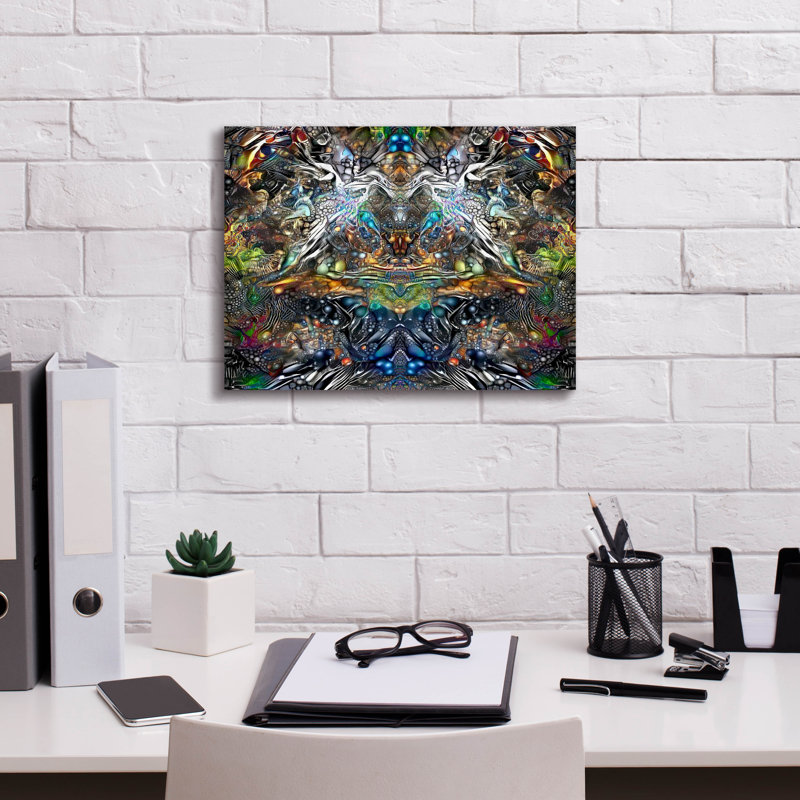 «Khepri» par Pedro Gavidia, art mural sur toile, 24 po x 20 po, H 12 po x l 16 po x P 0,75 po