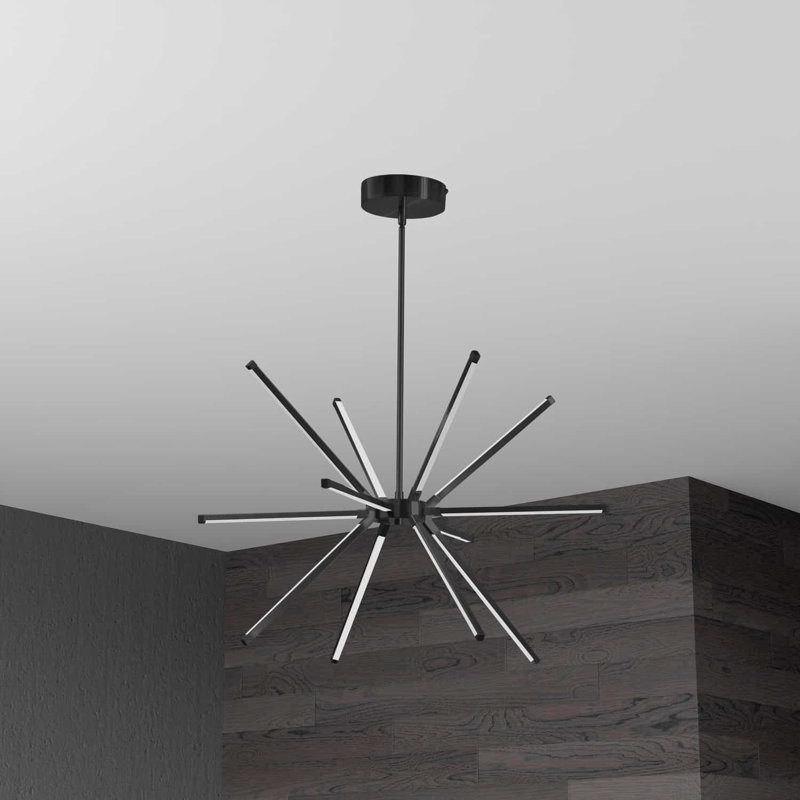 Array 12-Light Matte Black LED Sputnik Modern Chandelier