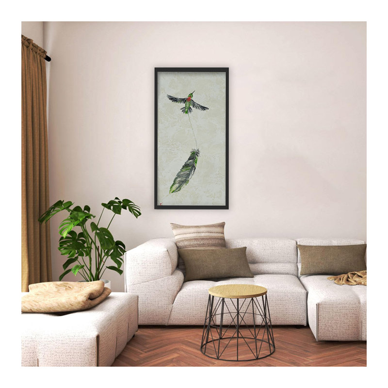 "Vivid Flutter", art mural sur toile, Cadre flottant noir, H 24 po x l 12 po