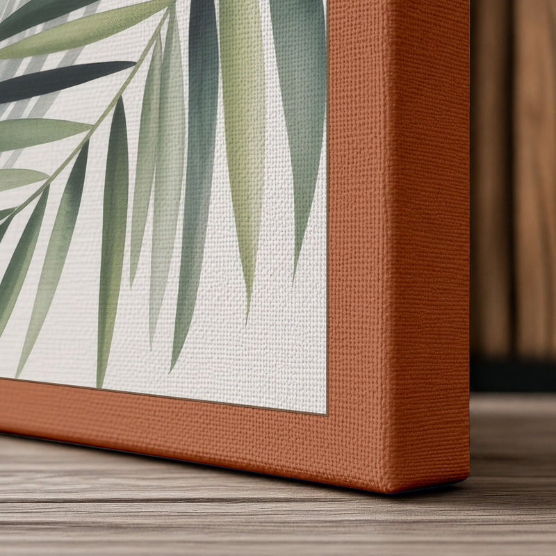 Palm Fronds Botanical - Wrapped Canvas, 24x16 - 61.0 x 40.6 cm, Terracotta Border