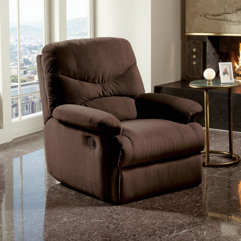 Luxueux fauteuil inclinable en microfibre avec mouvement minimal, confort et durabilité, Brun
