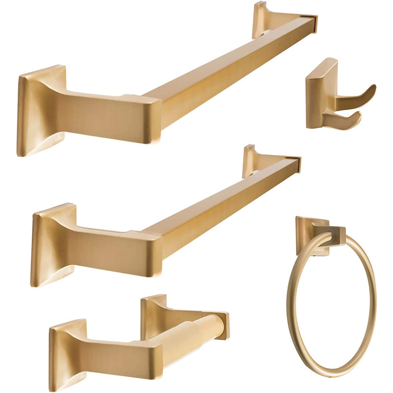 5 - Piece Bathroom Hardware Set, Satin Brass