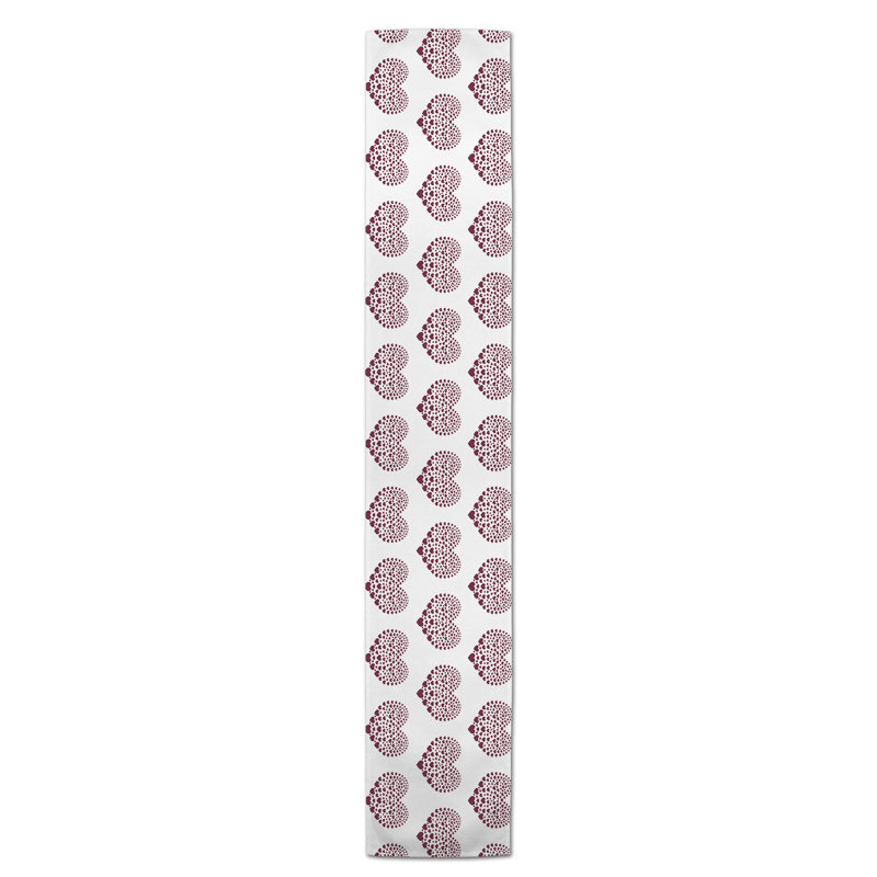 Ferrier Heart Table Runner, 90" L x 16" W, Burgundy