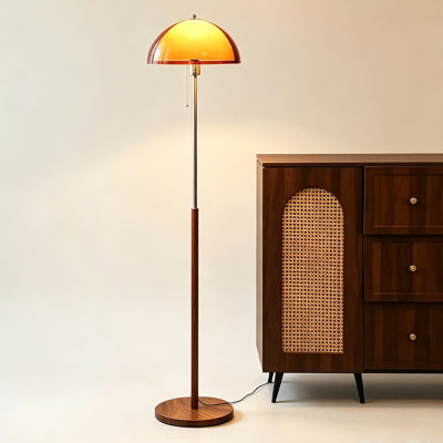 Retro Floor Lamp Simple Design LED Floor Lamp Double‑Layer Acrylic Shade Pull Chain & Foot Switch