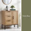 Armoire de rangement de style Mid-Century: 3 tiroirs, portes en rotin, tablettes réglables, idéale pour le salon et la salle à manger