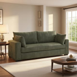 79" Comfy Corduroy Loveseat Sofa, Sturdy Wooden Frame 3 Seat Sofa With 2 Pillows