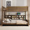Lit double superposé au-dessus de grand lit double avec armoires de rangement et ports USB