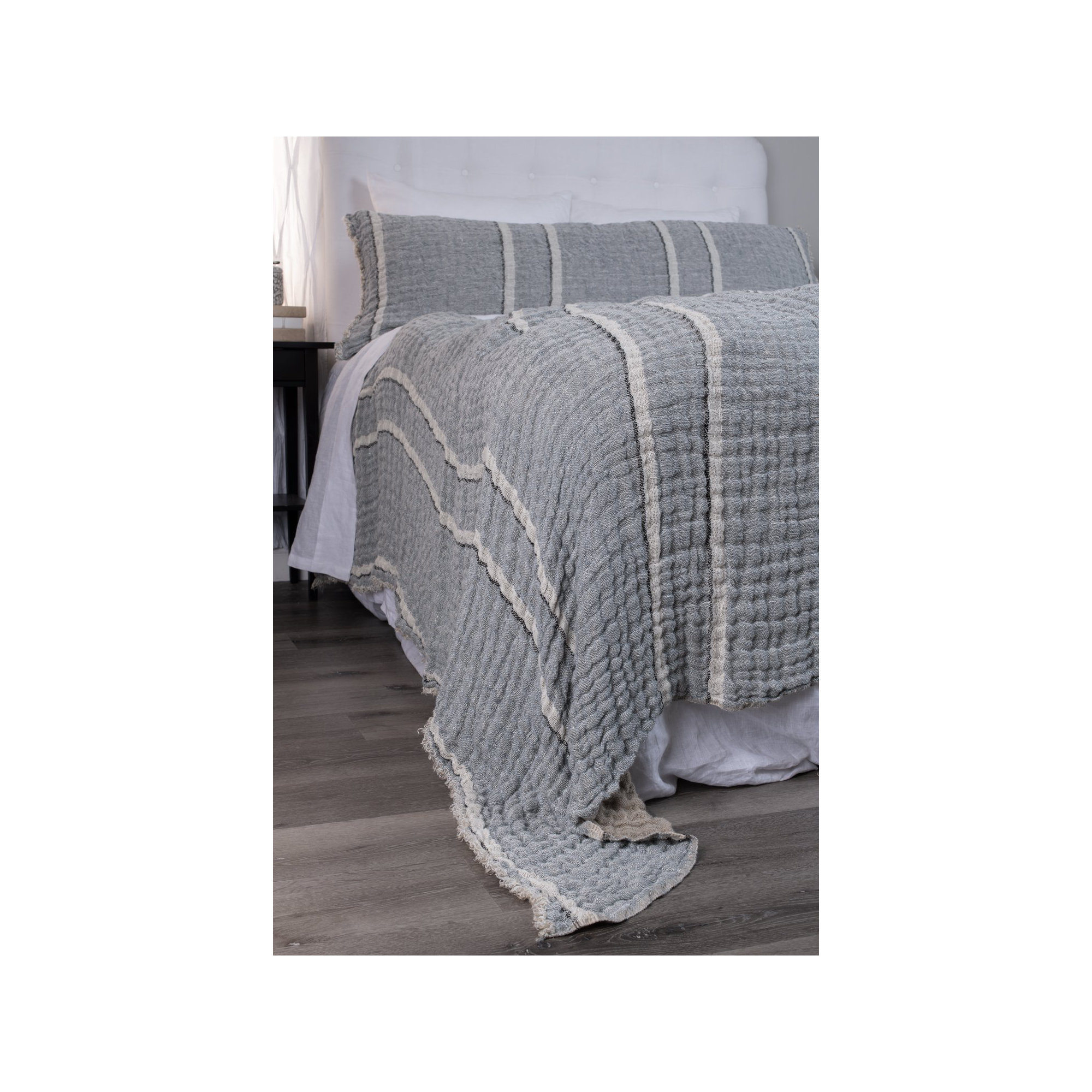Daline 100% Linen Coverlet, Limestone