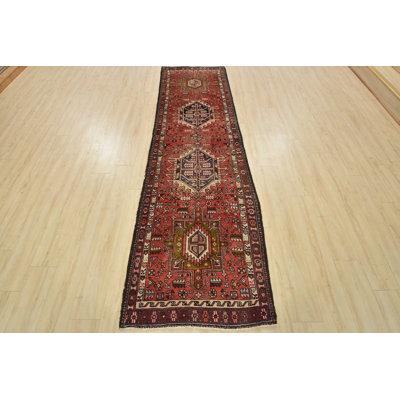 Vintage Tribal Runner 3’2” X 10’2” Red Wool Hand-Knotted Oriental Rug