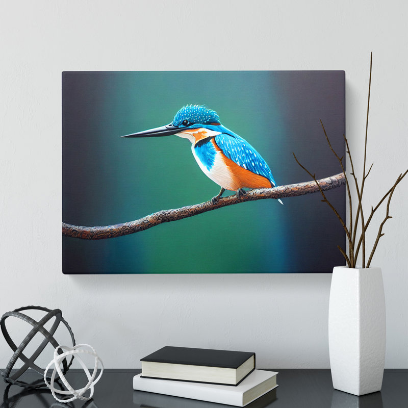 Desirable Kingfisher Bird - Wrapped Canvas Print, 35cm H x 50cm W x 3cm D
