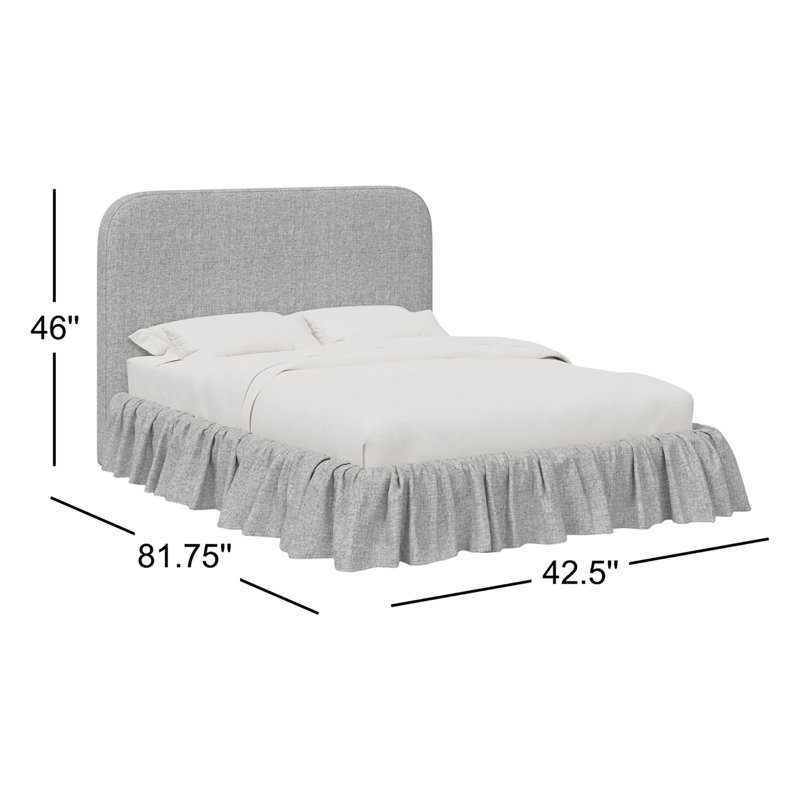 Maggie Ruffle Platform Bed, Zuma Pumice Textured Linen, Twin