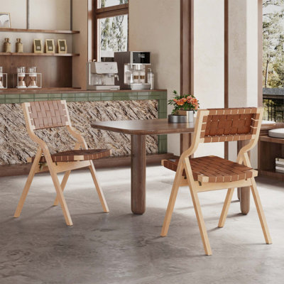 Chaises pliantes en bois, chaises pliantes, chaises de salle à manger en bois empilables pour la cuisine et la salle à manger, siège et dossier tissés, ensemble de 2 chaises de salle à manger