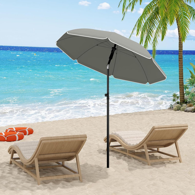 Breshay Beach Parasol, Grey, 195cm H x 175cm W x 175cm D