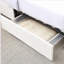 Grand lit plateforme tapissier ivoire grand avec rangement breveté à 4 tiroirs, tête de lit capitonnée à coutures courbées, support de matelas à lattes en bois, aucun sommier requis