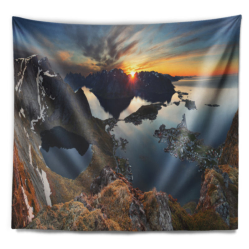Tapisserie paysage marin des montagnes Rocheuses, H 50 po x l 60 po