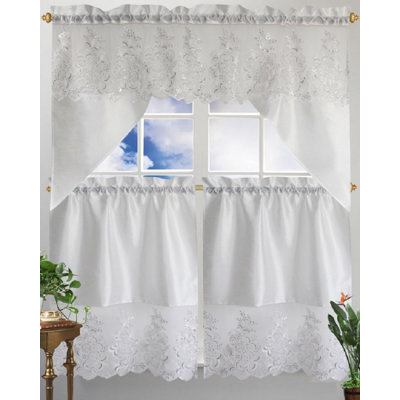 Melesia Floral Ruffled Kitchen Curtain