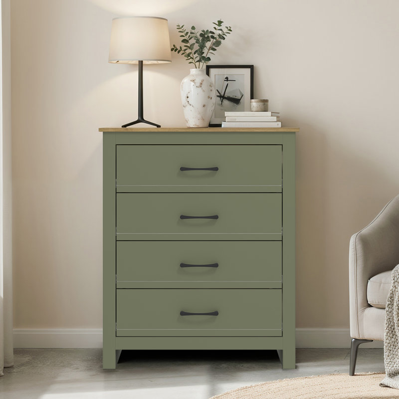 Limestone 4 - Drawer Chest of Drawers, Kale Green/Reviera Eichi