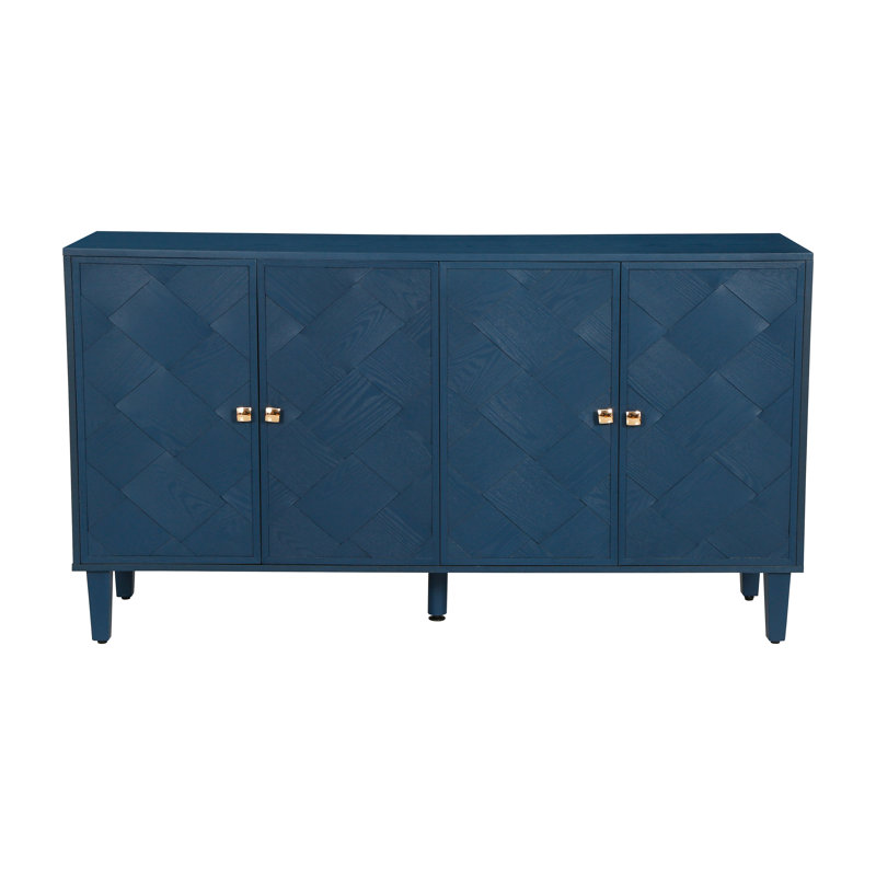 Seamus 59.8" Modern Storage Sideboard With Solid Wood Legs, Navy Blue