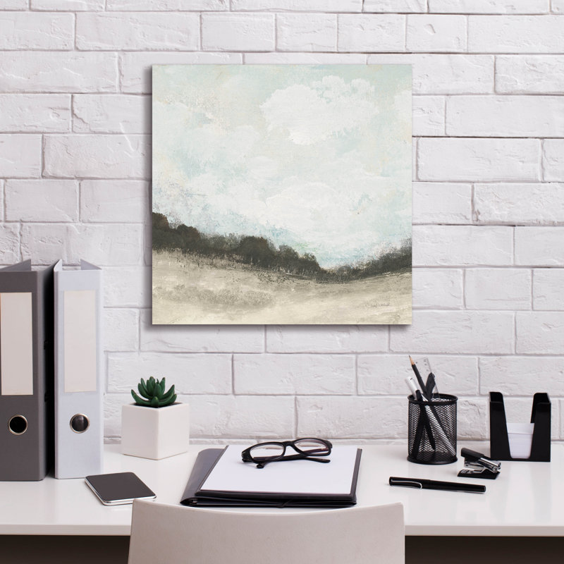  «In The Field Square 2 Neutral» par Cheryl Warrick, art mural sur toile, 18 po x 18 po