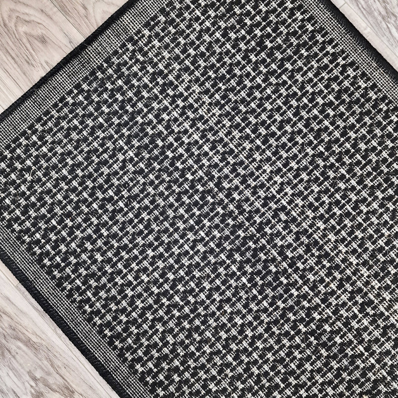 Non Slip Plain Solid Rug Flat Weave Kitchen Living Room Carpet, Black, Rectangle 60 x 230 cm