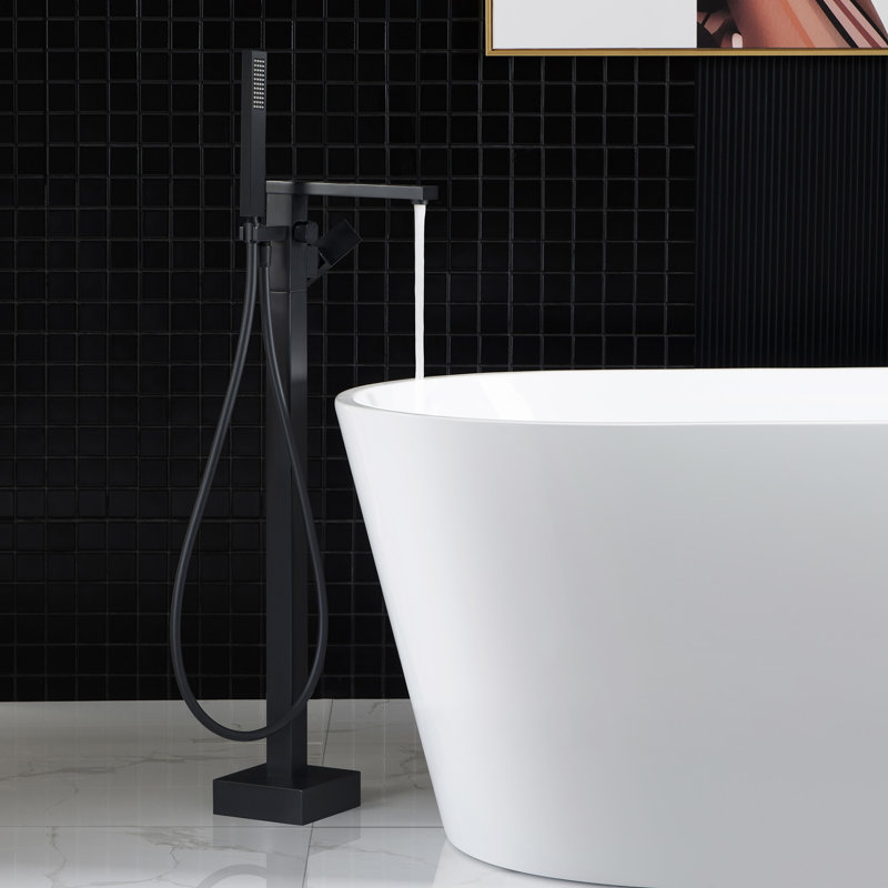 Robinet de baignoire monocommande à fixation au sol, Noir mat
